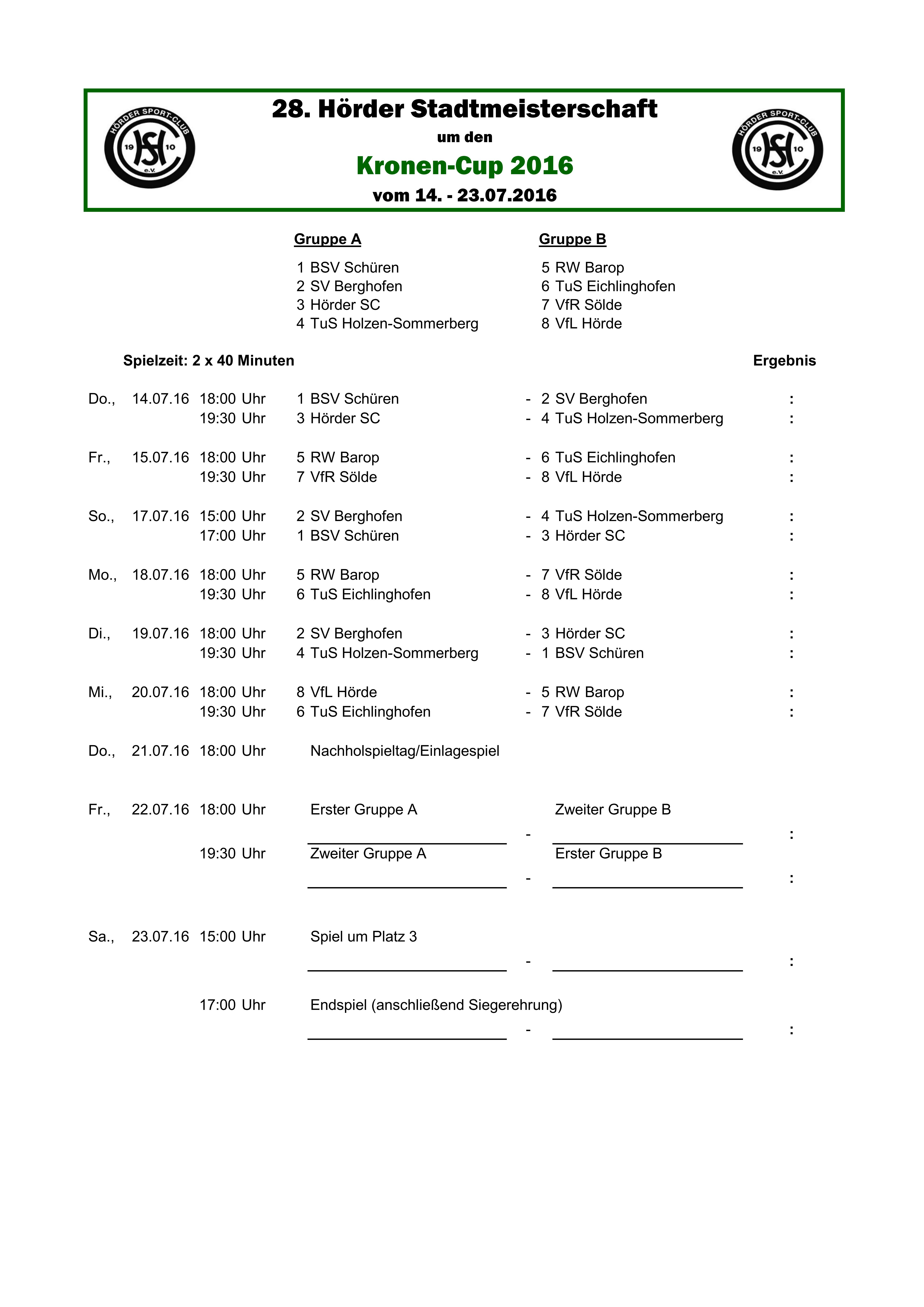 Spielplan 28. HSTM 1, Mannschaft